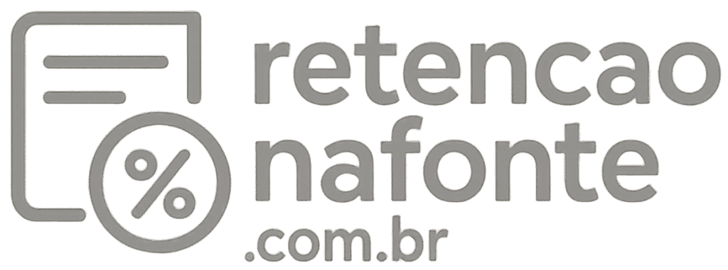 Logotipo do site Retenção na Fonte, com ícone de documento e símbolo de porcentagem ao lado do nome retencaonafonte.com.br.