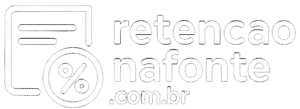 Logotipo do site retencaonafonte.com.br, em branco sobre fundo transparente, com ícone de documento e símbolo de porcentagem ao lado do nome do site.